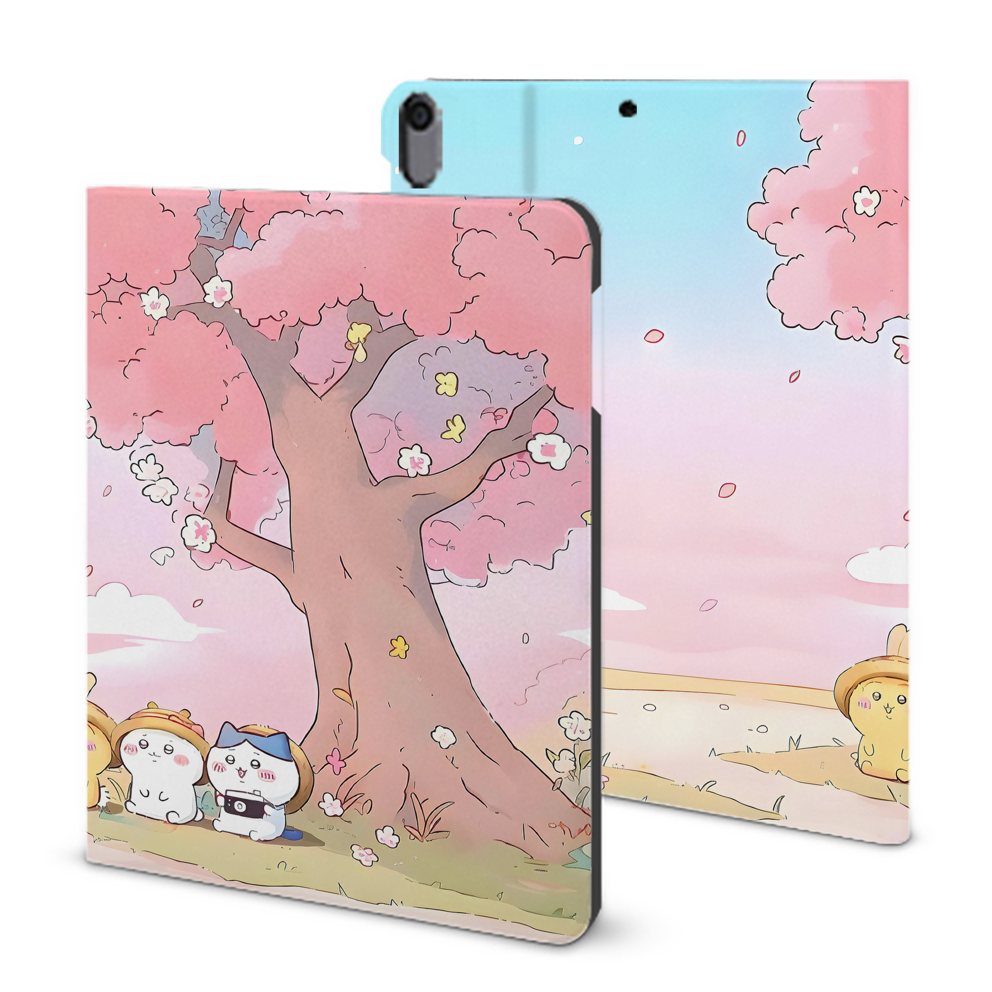 （画像用） ちいかわ Chii-kawa IPad ケース ブック型 PUレザー TPU 耐衝撃 軽量 薄型 ペン収納なし 全面保護 IPad 各モデル対応